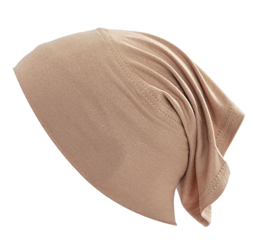 Under Scarf Light Soft Hijab Cap Undercap Headwrap Scarf Stretch Tube Neck Cover - color: Khaki