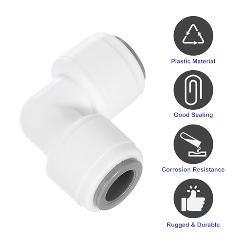 uxcell 3Pcs Plastic 5/16" OD x 5/16" OD Air Hose Fittings, 90 Degree Elbow Union Coupling for RO Water System, White (8-8mm)
