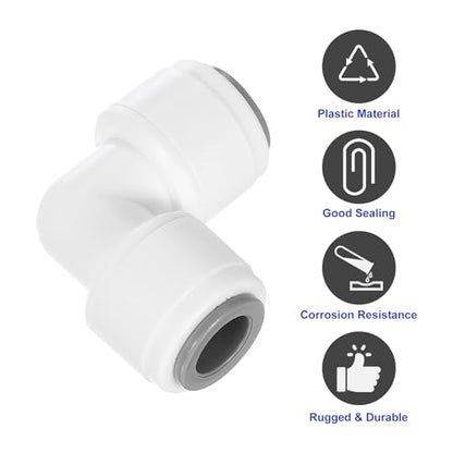 uxcell 3Pcs Plastic 5/16" OD x 5/16" OD Air Hose Fittings, 90 Degree Elbow Union Coupling for RO Water System, White (8-8mm)