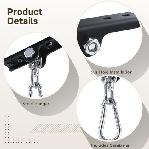 360° Swivel Heavy Bag Mount, Steel Punching Bag Hanger, Boxing Bag Ceiling Mount, Heavy Bag Hanger with Carabiner, 5 x 1.26 in / 12.7 x 3.2 cm Plate for MMA, Muay Thai, Boxing