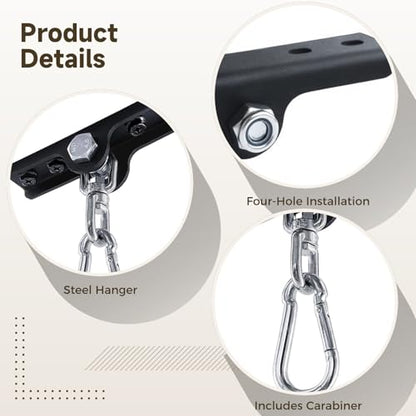 360° Swivel Heavy Bag Mount, Steel Punching Bag Hanger, Boxing Bag Ceiling Mount, Heavy Bag Hanger with Carabiner, 5 x 1.26 in / 12.7 x 3.2 cm Plate for MMA, Muay Thai, Boxing