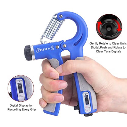 Hand Strengthener Grip 2 Pack, Hand Exercisers for Strength with Adjustable Resistance 10-130 Lbs,Hand Grip,Grip Strength Trainer for Muscle Building and Injury Recover - color: Blue