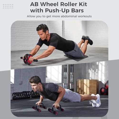Complete 4-in-1 Ab Wheel Roller Kit with Push-Up, Knee Pads & Core Sliders - Home Workout Solution for Men and Women