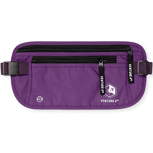 VENTURE 4TH Travel Money Belt, RFID Blocking Passport Holder - Purple - color: Purple