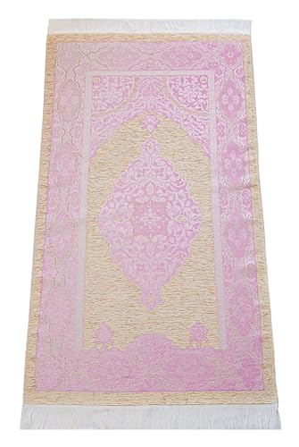 ihvan online Prayer Gift Set for Men & Women, Muslim Prayer Rug, Salah Mat, Beads Taasbih, Arabic Holy Quran, Islamic Gift Set for Ramadan & Eid, Pink - color: Pink