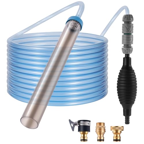 Fish Tank Vacuum Gravel Cleaner Gravel Vacuum for Aquarium，Siphon Aquarium Water Changer for Fish Tank with Four Faucet Adapter and Long Hose(30 Feet) - size: 30FT