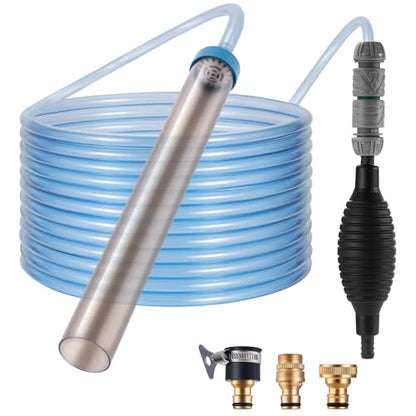 Fish Tank Vacuum Gravel Cleaner Gravel Vacuum for Aquarium，Siphon Aquarium Water Changer for Fish Tank with Four Faucet Adapter and Long Hose(30 Feet) - size: 30FT