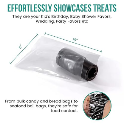 Levex - 6" x 18" (1000 Count) Open End Flat Top - 1.5-Mil Clear Poly Bags for Packaging, Shipping, Storage & Food (Bags Do Not Have a Seal or Prints) - size: 6" x 18" (1000 Pack)