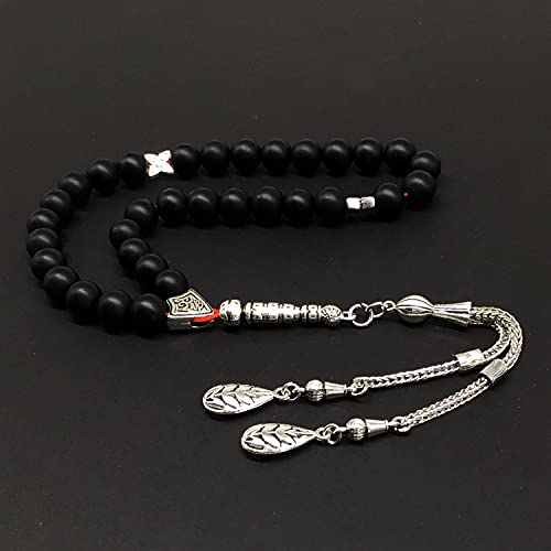-Gentle Men Collection- 기도 비즈-걱정 비즈-테스비-타스비-타스비-미스바하-마스바하-스바하-세바-묵주(합성 블랙 오닉스 스톤 -8mm 33개의 비즈-) - color: Synthetic Black Onyx Stone -8 mm 33 beads-