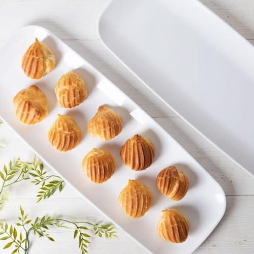 Rectangle White Serving Tray (2-Pack) - 17.5" Disposable Serving Platter for Appetizer, Fruits & Serving Dishes | Perfect Plastic Tray for Party Serveware - style: White