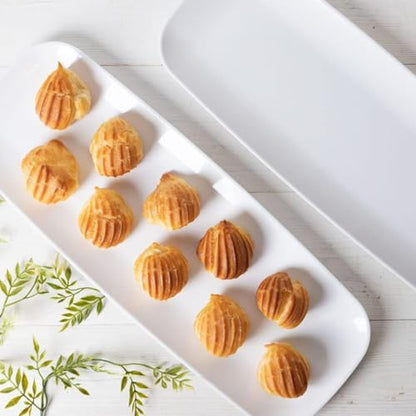Rectangle White Serving Tray (2-Pack) - 17.5" Disposable Serving Platter for Appetizer, Fruits & Serving Dishes | Perfect Plastic Tray for Party Serveware - style: White