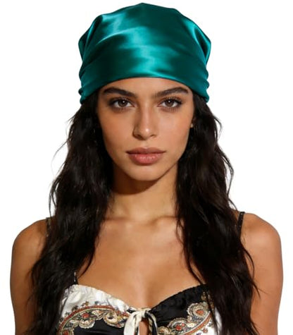 Sumolux Head Hair Scarf for Women 35" Like Satin Silk Scarf Hair Wrapping Night Bandana Large Square Scarves - color: A Solid Peacock Blue