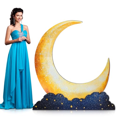 Leinuosen 5 ft Moon Starry Night Movie Night Party Decorations Large Cutou - color: Moon, size: 5 Ft