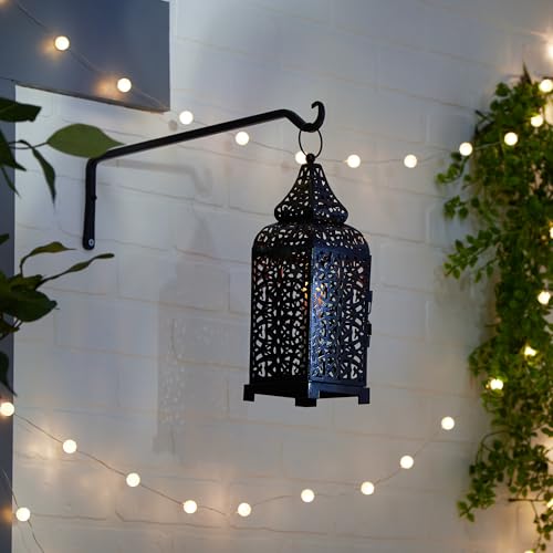 Zingz & Thingz Moroccan Style Candle Lantern Holder, Decorative Light Home Decor, Indoor & Outdoor, 13" Tall, Black
