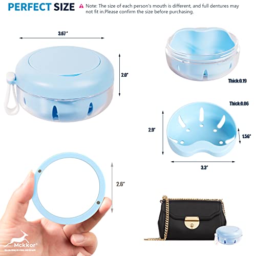 Retainer Case, Retainer Cleaner Case, Definitely No-Leak Denture Case Denture Bath Box for Traveling Perfectly, Denture Cup with Strainer & Mirror(Blue) - color: Blue