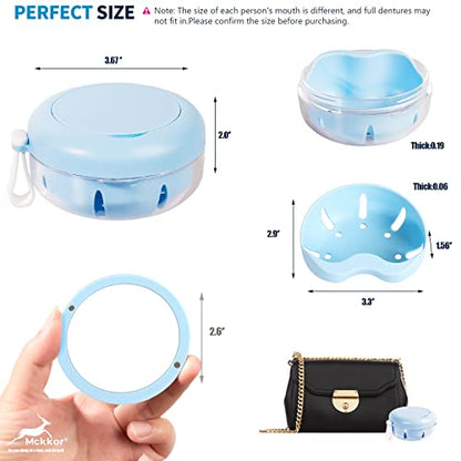 Retainer Case, Retainer Cleaner Case, Definitely No-Leak Denture Case Denture Bath Box for Traveling Perfectly, Denture Cup with Strainer & Mirror(Blue) - color: Blue