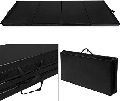 GOFLAME Gymnastics Mat Folding 4'x10'x2, Thick Exercise Mat with Carrying Handles, Gym Fitness Aerobics Mat for Yoga, Tumbling, Gymnastics, Martial Arts, Black