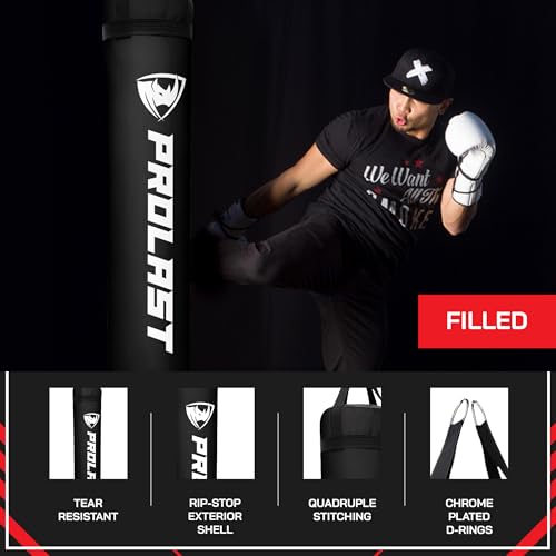 Heavy Punching Kicking Bag for Adults, Boxing, MMA, Martial Arts, Muay Thai, Strength Training Equipment, Filled/Unfilled, 6ft, 150 lbs, Special Edition Logo - color: Black /Black, size: Filled