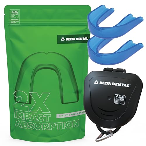 Delta Dental Mouth Guard, ADA Accepted, Mouthguard for Braces, Youth Blue | 2X impact absorption vs standard mouthguards; works with braces; for contact sports - color: Blue, size: Youth