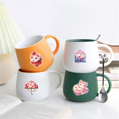 50pcs Valentine's Day Transparent PET Stickers Kawaii Pink Valentine Stickers Sweet Confession Sticker for Scrapbook Journaling Card Waterproof Romantic Love Sticker for Teens and Adults (pinkVD) - color: Pinkvd