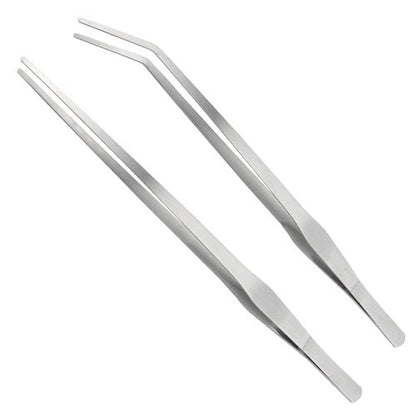 Straight and Curved Stainless Steel Super Thick Tweezers Set,Pliers Aquarium Tool Fish Tank Aquatic Plants Forceps Clip (15") - size: 15"