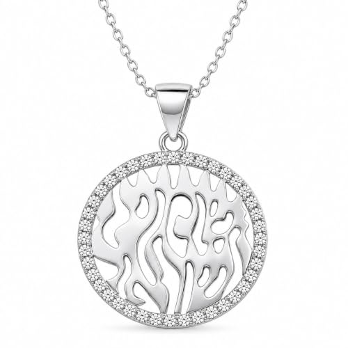 Shema Israel Necklace Sterling Silver CZ Hebrew Prayer Jewish Women Gift - color: Silver