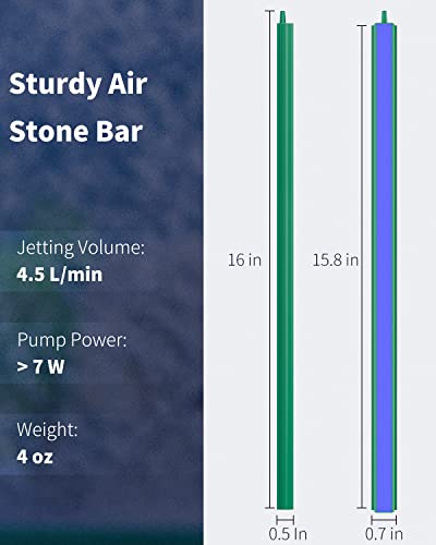 Pawfly Aquarium Air Stone Bar Bubbler 16 Inch, Fish Tank Bubbler Stone with 4 Suction Cups Square Oxygen Diffuser for Air Pump Fish Tank Pond and DWC Reservoir, 4 Pack