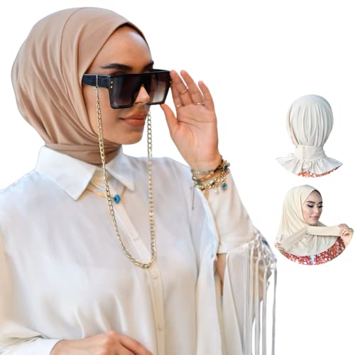 para life Snap Hijab for Women, Breathable Instant Hijabs|Standard Size Stretchable Cotton Sandy|Jersey Undercap - color: Caramel