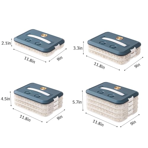 Food Storage Containers with Lids, Plastic Cookie Storage Containers Airtight, 4-Layer Stackable Food Containers Dumpling Storage Box, Blue - color: Blue