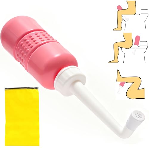 Portable Handheld Personal Hygiene Refresher Toilet Butt Cleaner Travel Bidet Spray Bottle for Home 450 ML(15oz)-Pink - color: Pink