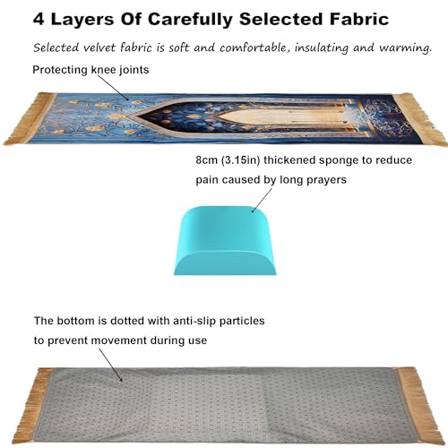 Muslim Knee Thickened Prayer mat, Yellow, 2'3" x 3'6" - color: Yellow
