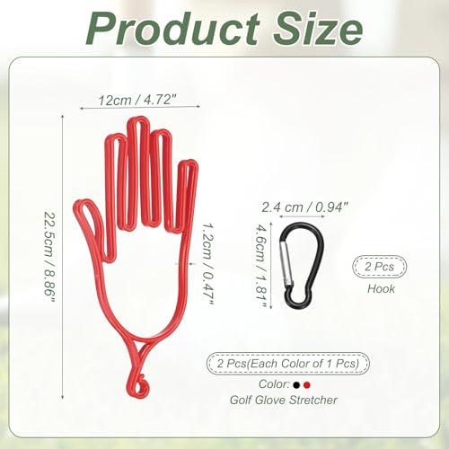 PATIKIL Golf Gloves Stretcher, Plastic Keeper Support Rack Holder Dryer Hanger Frame with Hanging Hook - color: Red/Black