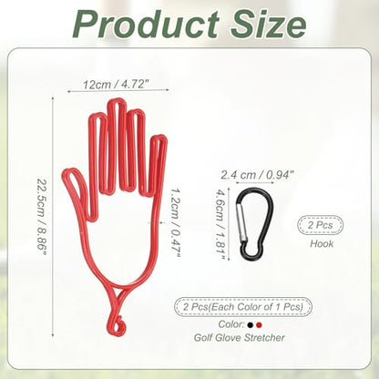 PATIKIL Golf Gloves Stretcher, Plastic Keeper Support Rack Holder Dryer Hanger Frame with Hanging Hook - color: Red/Black