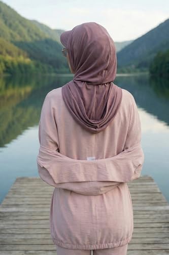 Aisha's Design Full Coverage Cotton Bonnet Hijab with Visor Modest Underscarf Bonnet - color: Dusty Rose