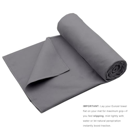 Eunzel 2 Pack Hot Yoga Towel Non Slip Yoga Mat Towel Non-Slip Sweat Absorbent Microfiber Towel for Hot Yoga, Pilates and Workout 72" x 26.5",Dark Grey - color: Z-dark Grey(2 Pack )