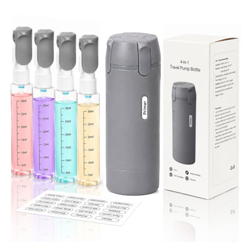 4 in 1 Travel Dispenser Bottle,4 Pack 30ML Travel Bottles for Toiletries, Leak Proof Travel Size Containers (Grey) - color: Grey
