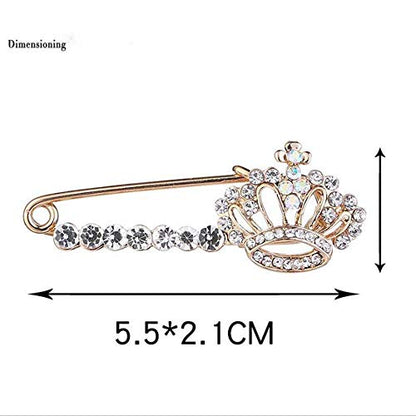 Crystal Pearl Flower Brooches Pins Fashion Beautiful Created Rhinestone Floral Brooch Good Idea for Party Dance Wedding Banquet for Elegant Women Girl - color: Crown Safety pin