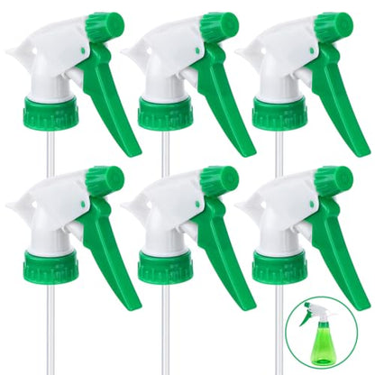 6Pcs 3 Modes Spray Bottle Nozzles Replacement Fit Standard 28/400 Neck | MADHOLLY DIY-Friendly Sprayer Tops, Mist/Stream/Off, Cuttable Tube for 8/16/32oz Bottle, for Plants, Hair, Cleaning - color: Green