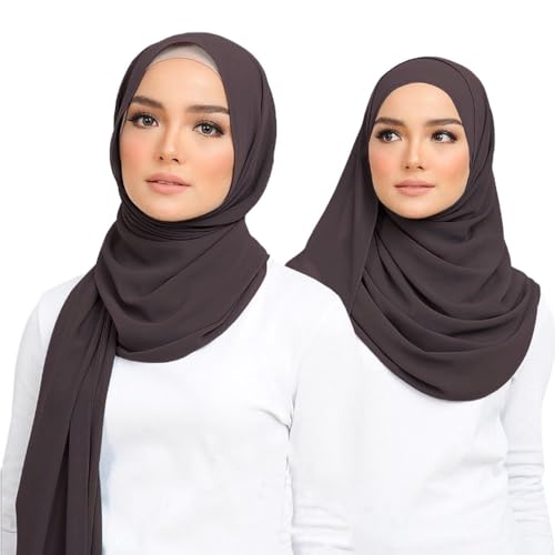 Premium Chiffon Hijab Head Scarf Shawl Wrap for Muslim Women Lightweight - color: Dark Gray