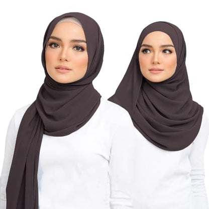 Premium Chiffon Hijab Head Scarf Shawl Wrap for Muslim Women Lightweight - color: Dark Gray