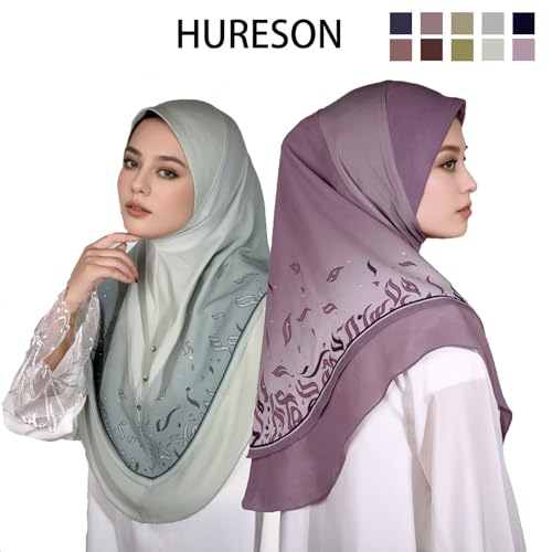 Ready To Wear Instant Hijab For Women Chiffon Hijabs Islamic Abaya Turban Muslim Slip-On Khimar Floral Hijab Scarf - color: 8# Green