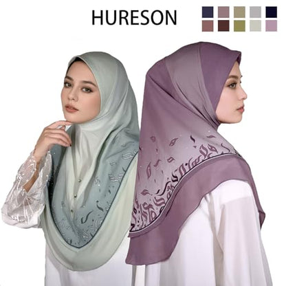 Ready To Wear Instant Hijab For Women Chiffon Hijabs Islamic Abaya Turban Muslim Slip-On Khimar Floral Hijab Scarf - color: 8# Green
