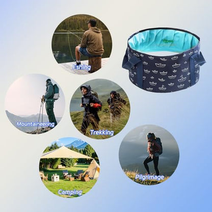 Foot Bath Basin,13.8 Diameter, 7.5 inches high Portable Travel Collapsible Foot Basin Folding Foot Bath Tub Soaking Feet Bucket for Camping Washing