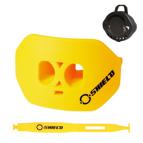 O Shield Core Football Mouth Guard, Detachable Strap | Football Mouth Guard with Detachable Strap — No-Boil Ready Fit, BPA-Free, Brace-Friendly, Includes Carrying Case - color: Yellow / Gold