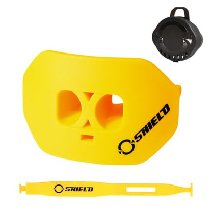 O Shield Core Football Mouth Guard, Detachable Strap | Football Mouth Guard with Detachable Strap — No-Boil Ready Fit, BPA-Free, Brace-Friendly, Includes Carrying Case - color: Yellow / Gold