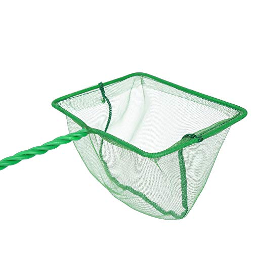 Lpraer 4in 5in 6in Aquarium Fish Net Green Fine Mesh Nylon Net Collection with 11" Long Handle Square Quick Catch Fish Net for Fish Tank - color: Green, size: 5 inch
