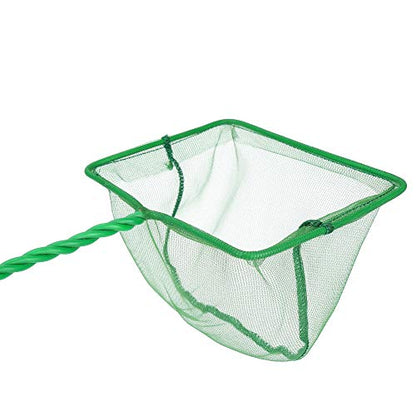 Lpraer 4in 5in 6in Aquarium Fish Net Green Fine Mesh Nylon Net Collection with 11" Long Handle Square Quick Catch Fish Net for Fish Tank - color: Green, size: 5 inch