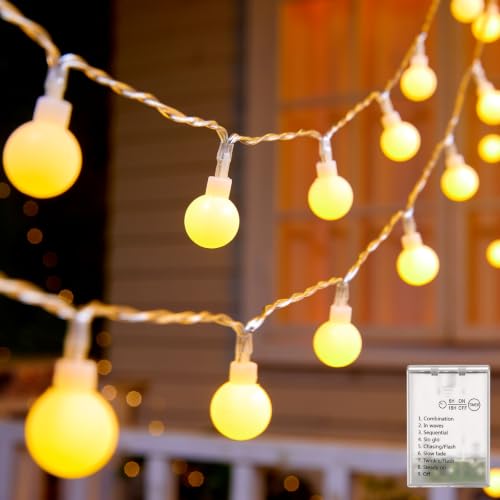 Minetom Battery Operated String Lights, 21FT 60 LED Globe Classroom Lights - color: Warm White, size: 1 Pack