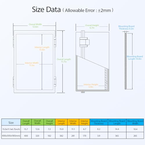 Electrical Box IP65 Waterproof ABS Plastic Enclosure Outdoor and Indoor Project Box Hinged Clear Cover with Mounting Plate Wall Brackets, Outer Dimension 15.7"x 11.8" x 7.1", Grey - size: 15.7"x 11.8" x 7.1" (1pc)