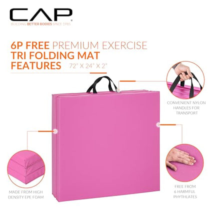 CAP Barbell All Purpose Folding Anti Tear Exercise Training Aerobic Fitness Gym & Gymnastics Balance Mat | Multiple options - color: Pink, style: 6' x 2' x 2.0" Thick